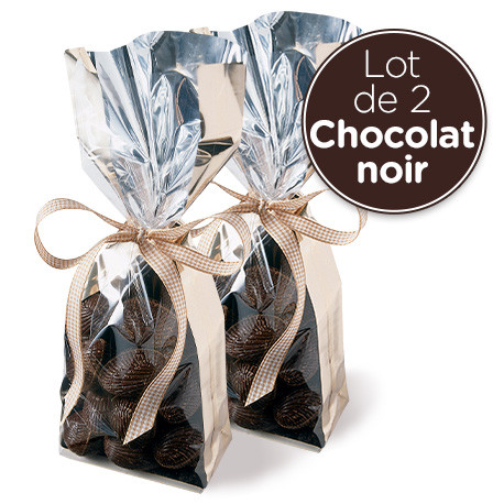 Lot de 2 - Petits Œufs Pralinés en Chocolat Noir