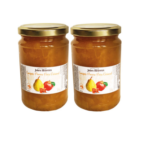 Lot de 2 - Compotes Pomme Poire Caramel